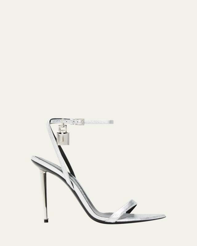 Padlock Metallic Stiletto Sandals