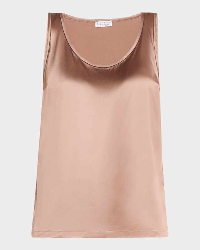 Monili Scoop-Neck Silk Tank Top