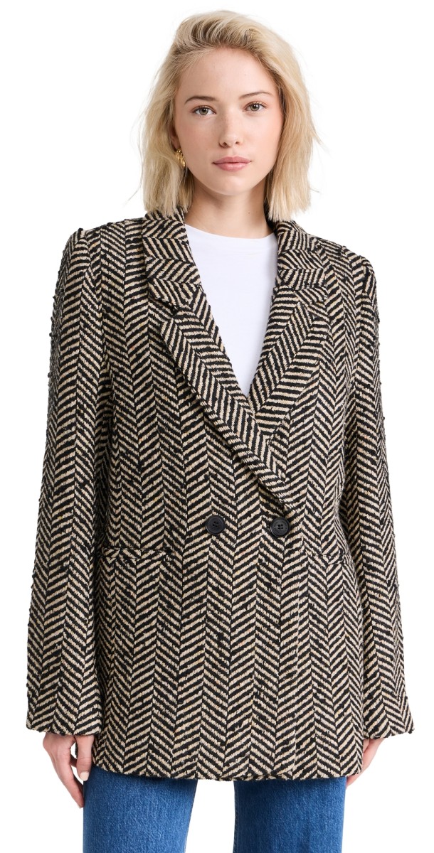 ANINE BING Diana Blazer Cream and Black