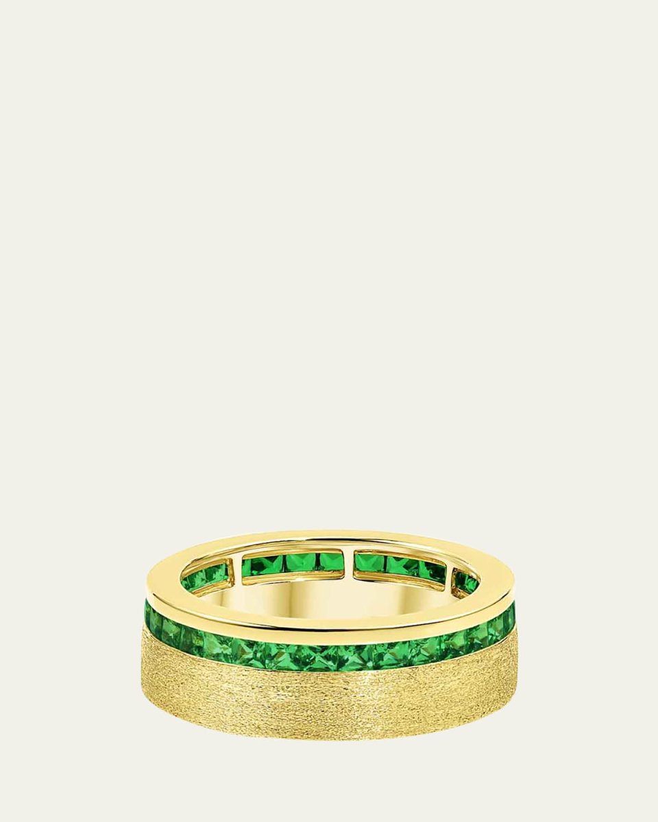 18K Gold Channel-Set Tsavorite Band Ring, Size