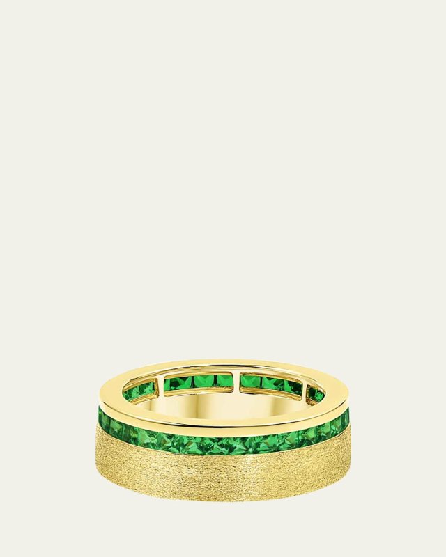 18K Gold Channel-Set Tsavorite Band Ring, Size