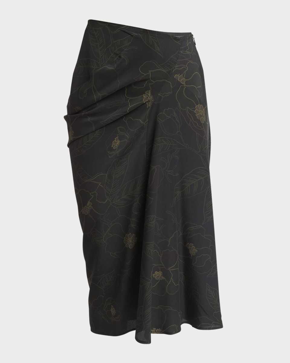 Saren Floral-Print Asymmetric Short Skirt