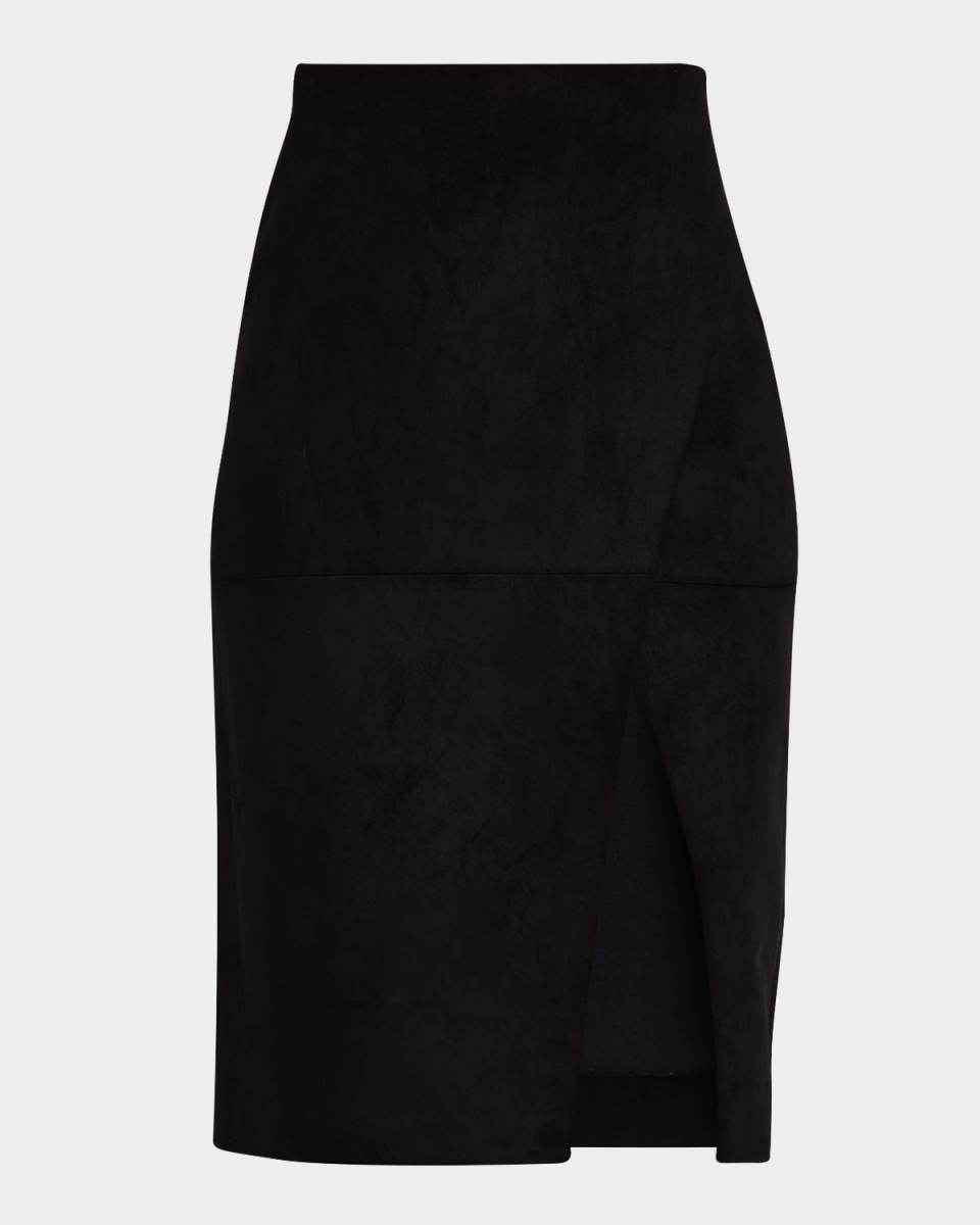 Siobhan Suede Front Slit Wrap Midi Skirt