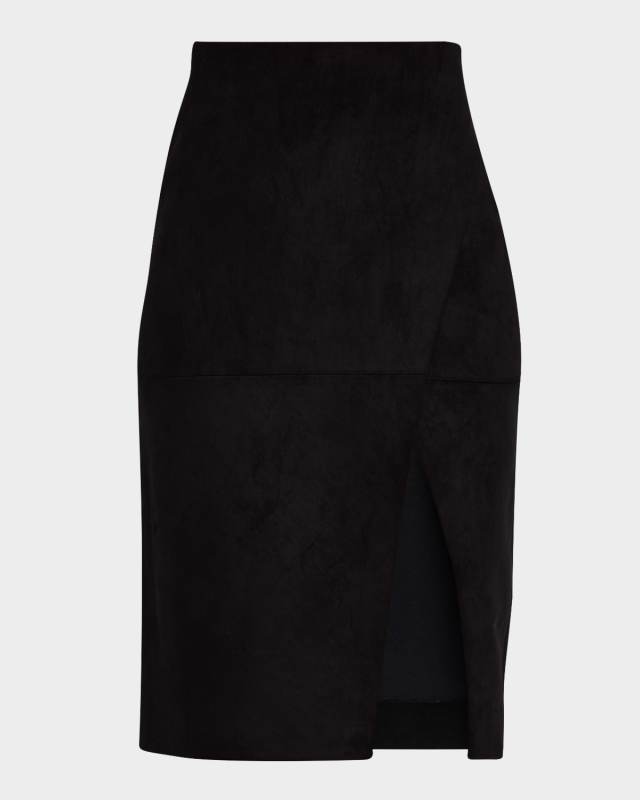 Siobhan Suede Front Slit Wrap Midi Skirt