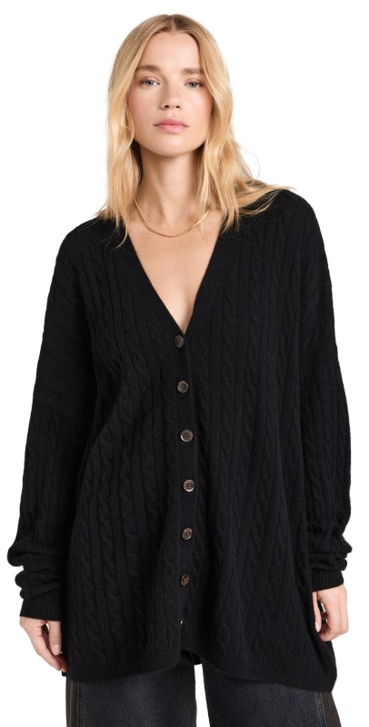 Reformation Giusta Oversized Cashmere Cardigan Black