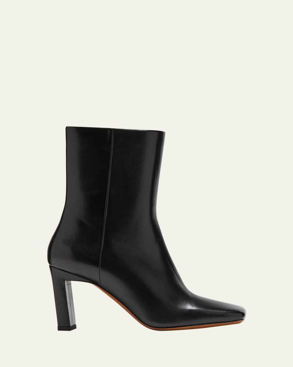Isa Leather Square-Toe Booties