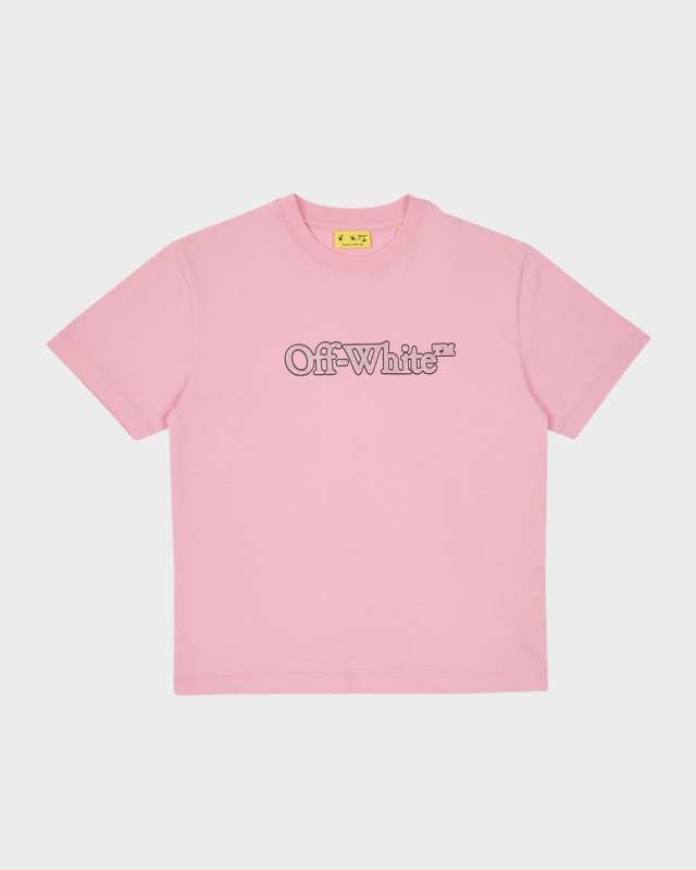 Girl's Glitter Trim Logo-Print T-Shirt, Size