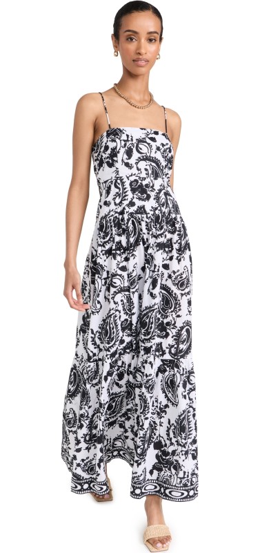 Playa Lucila Square Neck Maxi Dress Black/White Print