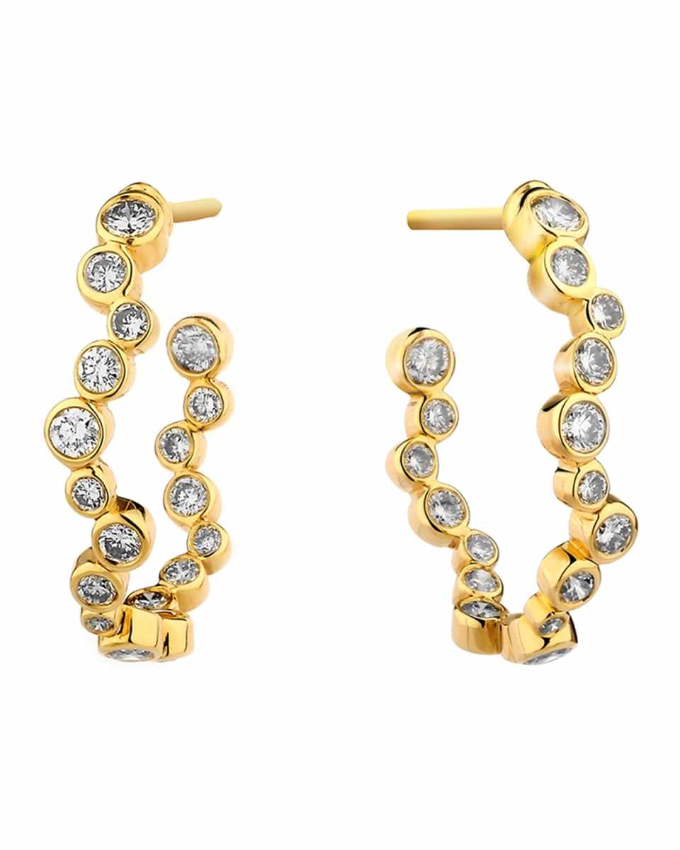 18K Gold Champagne Diamond Baubles Hoop Earrings
