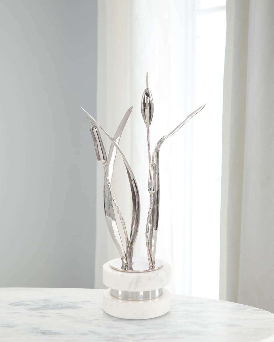 Small Cattails Sculpture on Marble