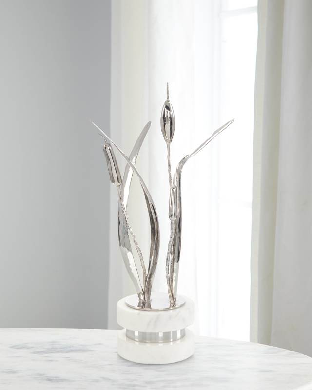 Small Cattails Sculpture on Marble