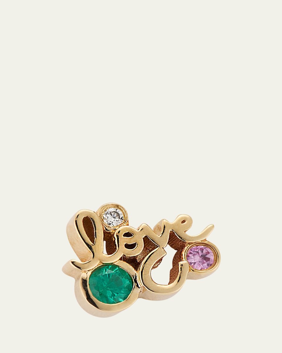 14k Gold Lucky Love Iconography Cluster Stud