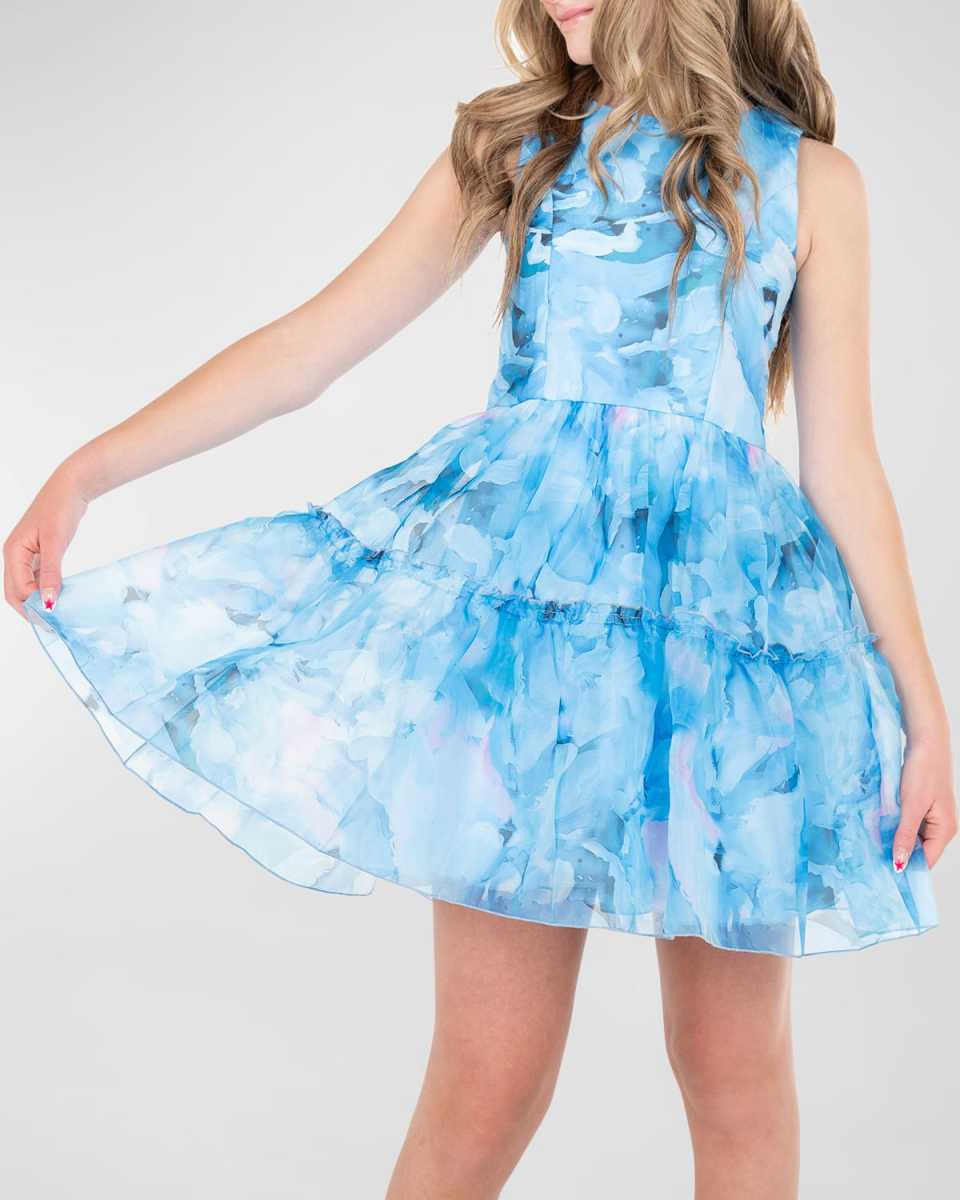 Girl's Becky Floral-Print Tiered Dress, Size 7-16
