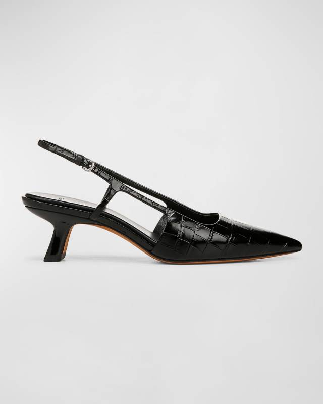 Bianca Croco Kitten Slingback Pumps