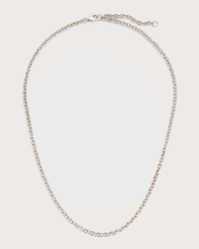 18K White Gold Solid Rolo Chain For Universe Pendant, 50cm