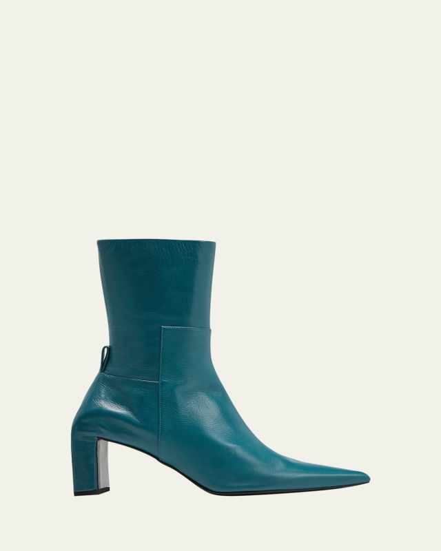 Stretch Leather Glove Ankle Boots