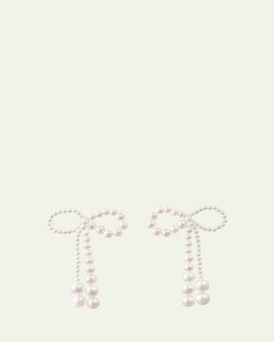 Grande Rosette De Pearls Large Bow Earrings in Freshwater Pearls