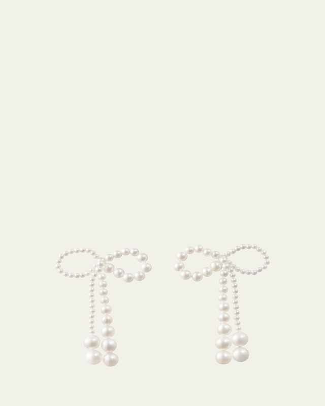 Grande Rosette De Pearls Large Bow Earrings in Freshwater Pearls