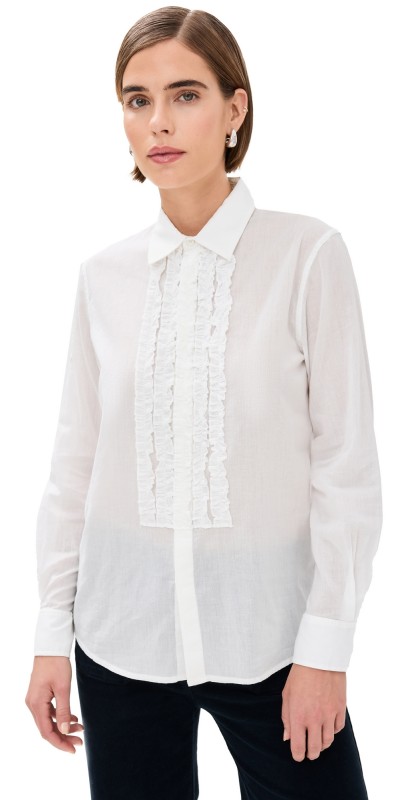 Nili Lotan Nathael Ruffle Shirt Ivory