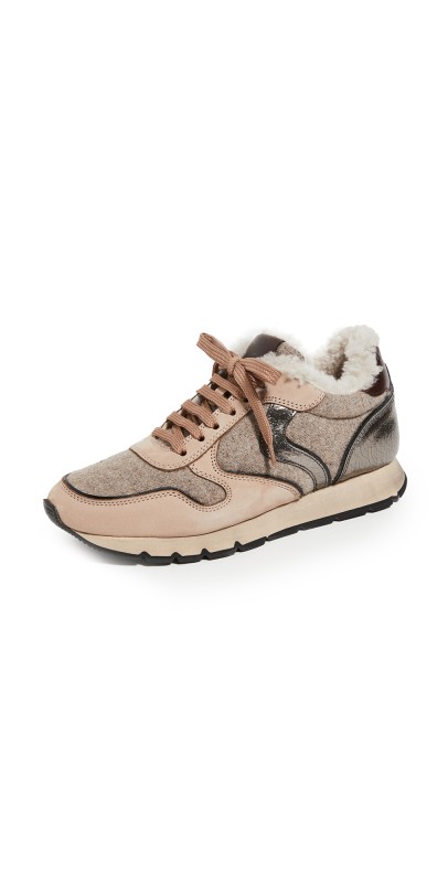 Voile Blanche Julia Shearling Trainers Beige/Black