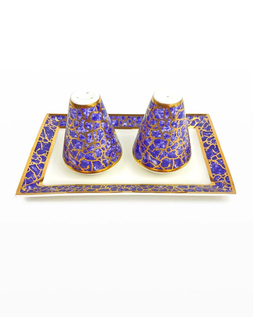 Amalfi Blue Salt & Pepper With Tray