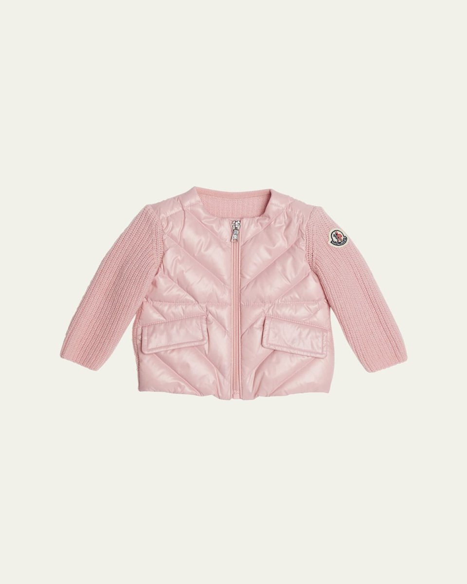 Girl's Wool Combo Cardigan, Size 6M-