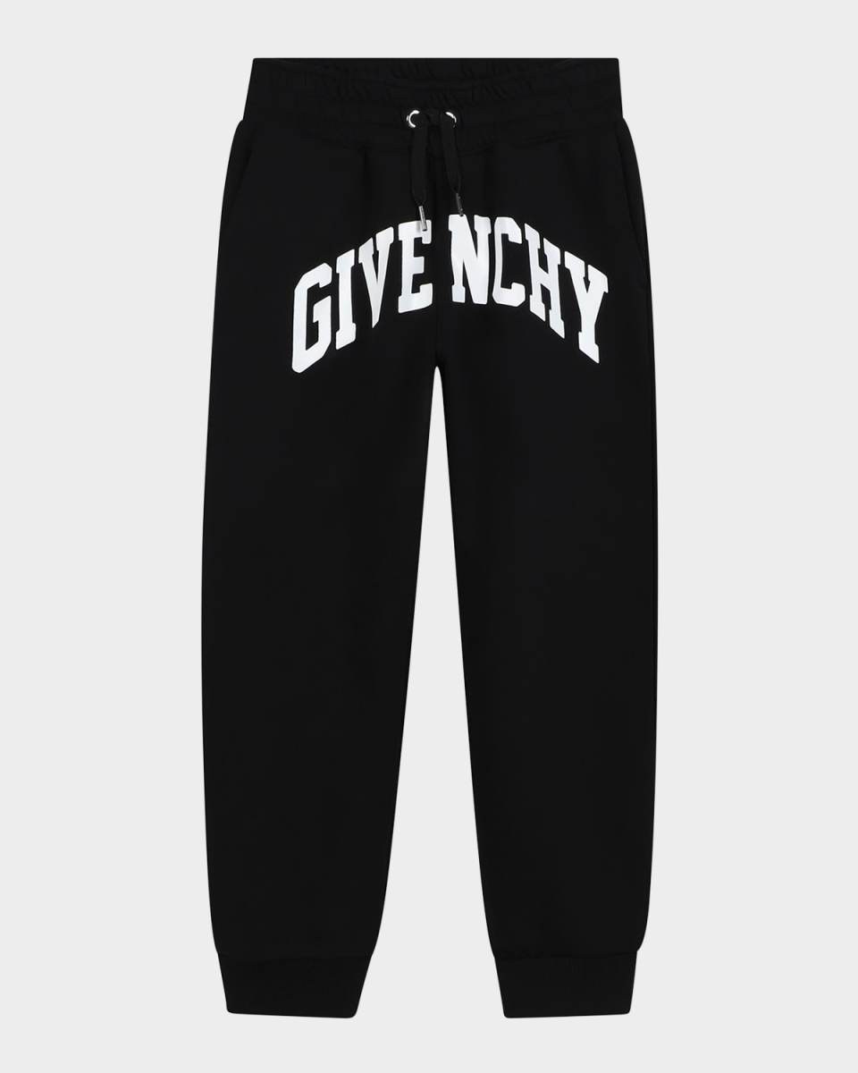 Boy's Curved Logo-Print Joggers, Size 8-14