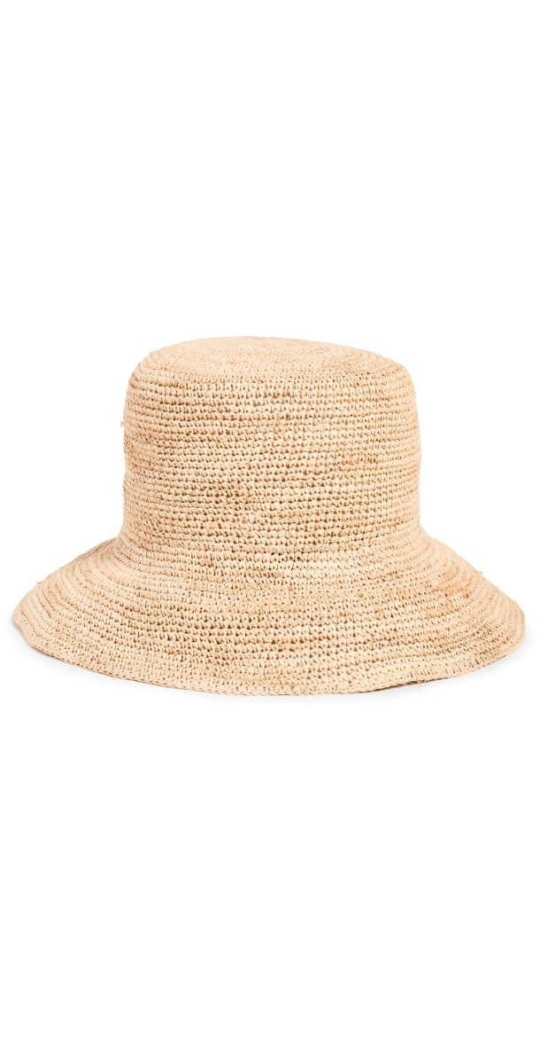 Hat Attack Chic Crochet Straw Bucket Hat Natural