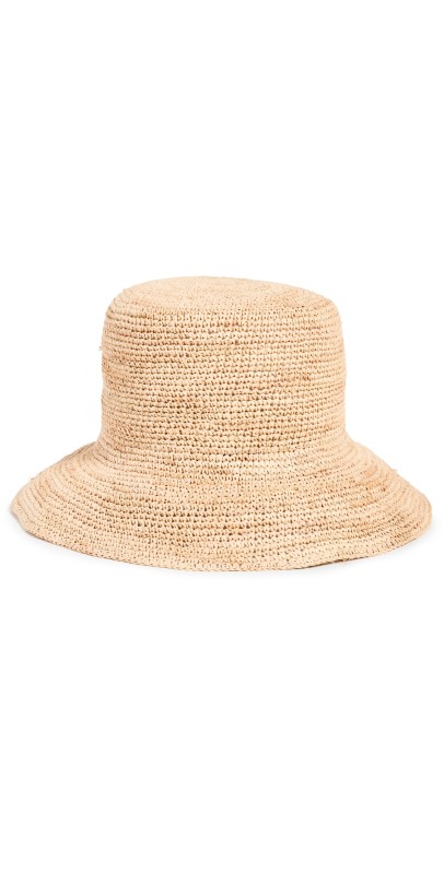 Hat Attack Chic Crochet Straw Bucket Hat Natural