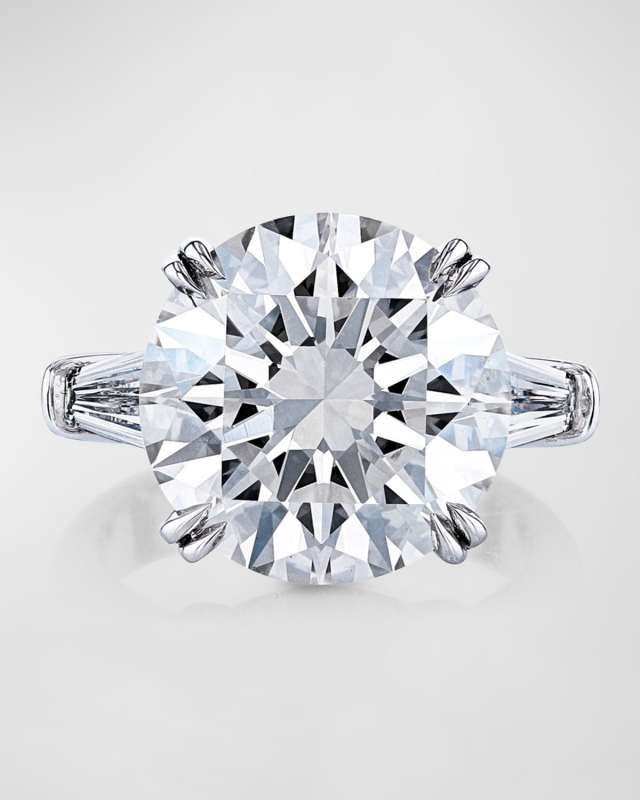 Platinum Three Stone Ring, 12.01tcw (Size 6.5)