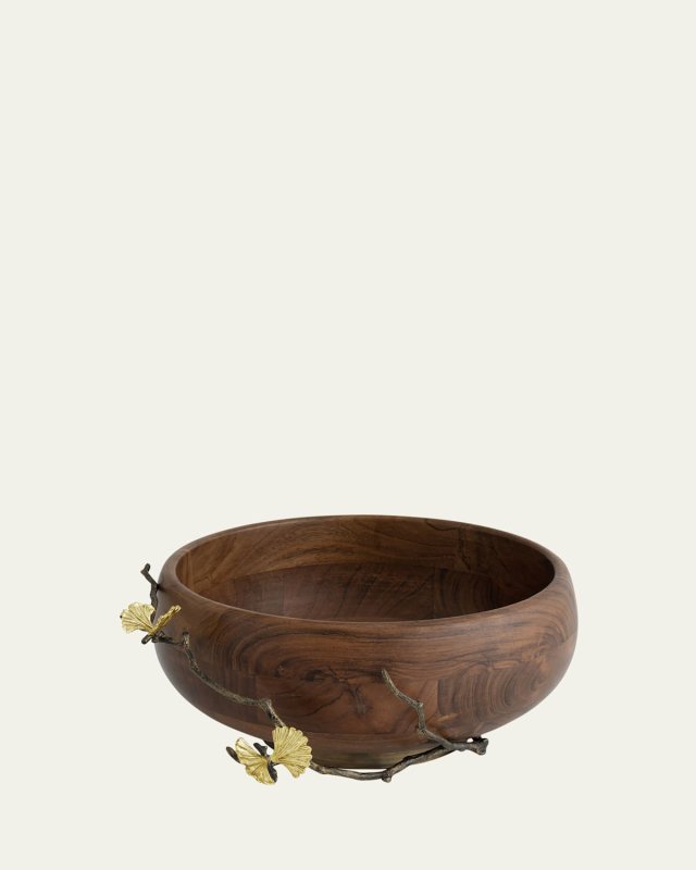 Butterfly Ginkgo Wood Salad Bowl