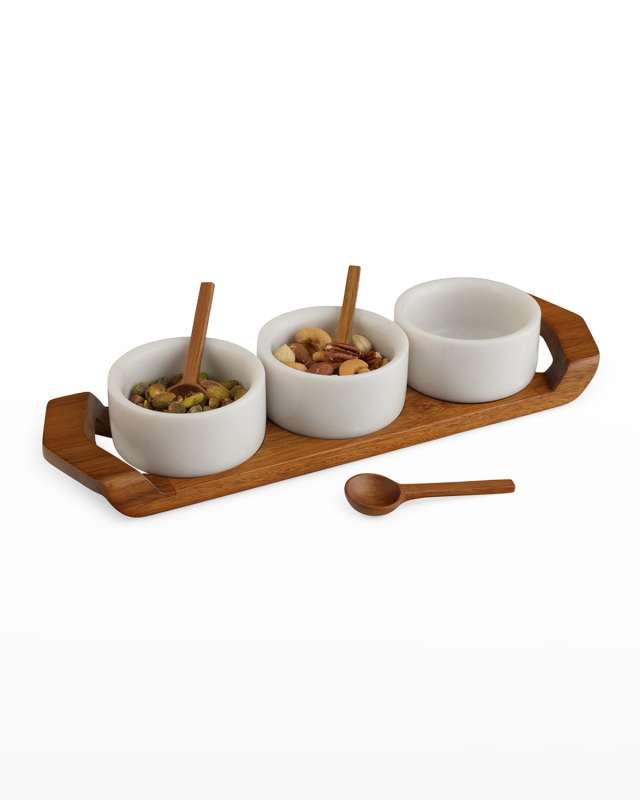 Chevron Condiment Tray W/ Spoons
