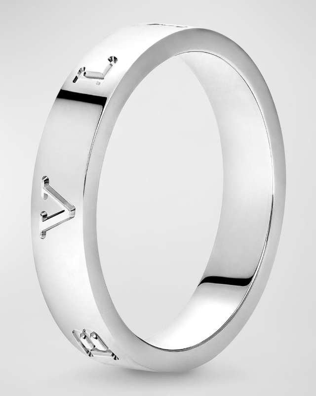 BULGARI BULGARI Plain Band Ring in 18K White Gold, EU 49 / US 5