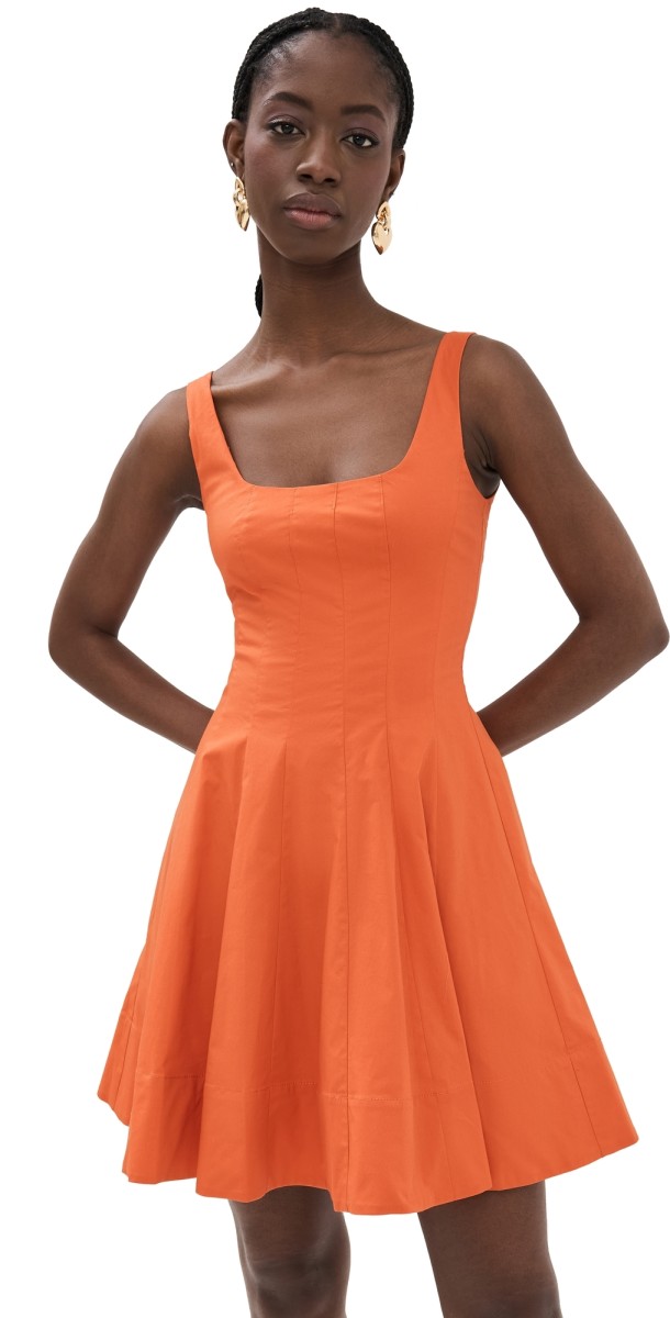 STAUD Mini Wells Dress Tangerine