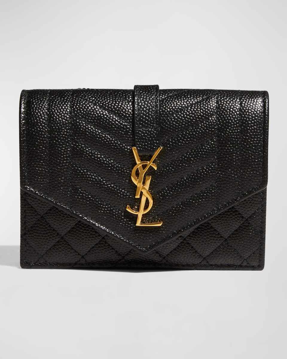 Envelope Small YSL Flap Wallet in Grained Leather