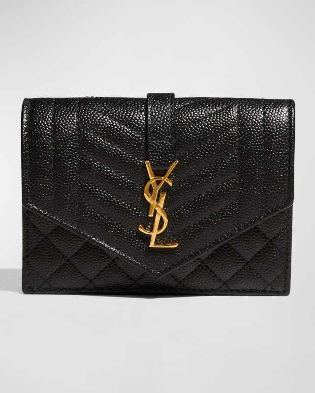 Envelope Small YSL Flap Wallet in Grained Leather