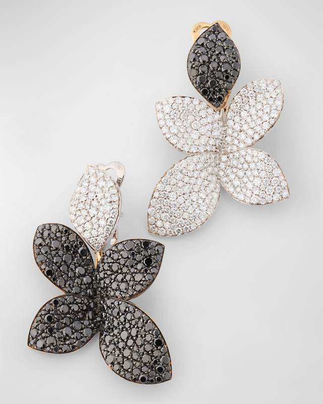 Giardini Segreti 18K White Gold and Red Gold Earrings with Black and White Diamonds
