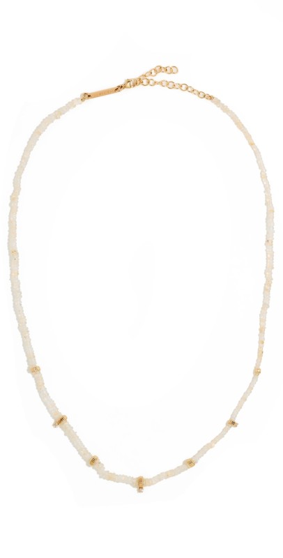Zoe Chicco 14k Fire Opal Rondelle Bead Diamond Necklace Yellow Gold