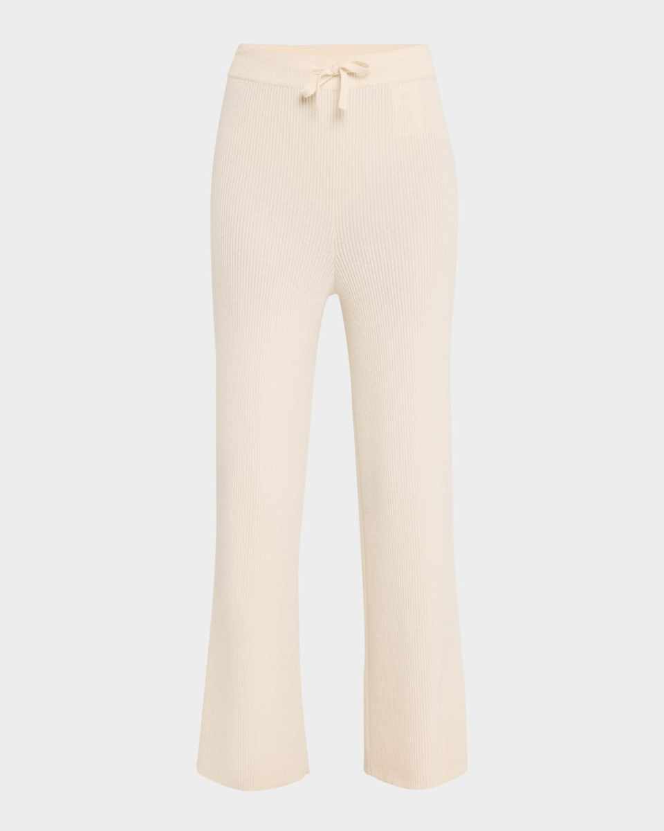 Heather Cropped Rib Knit Cashmere Trousers