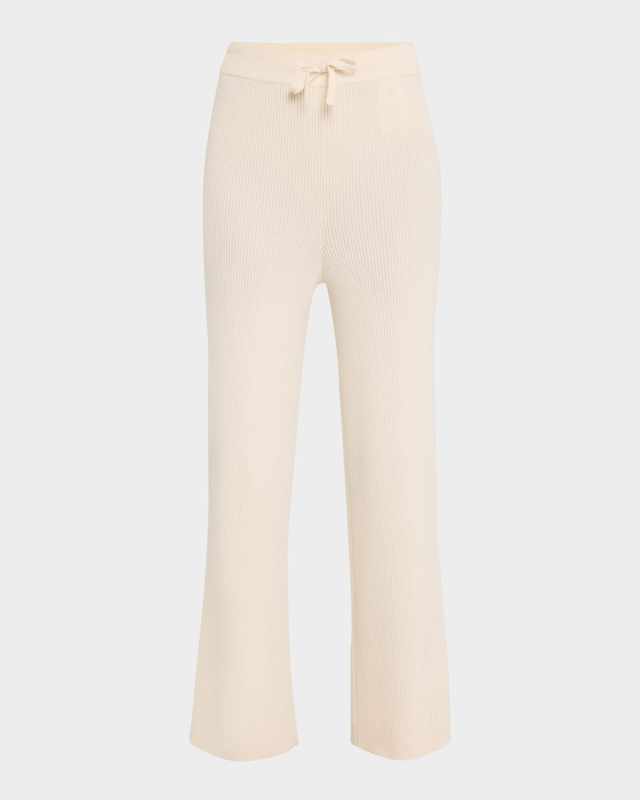 Heather Cropped Rib Knit Cashmere Trousers