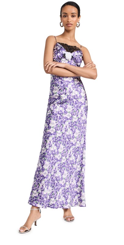 Rodarte Iris Silk Satin Bias Dress Purple