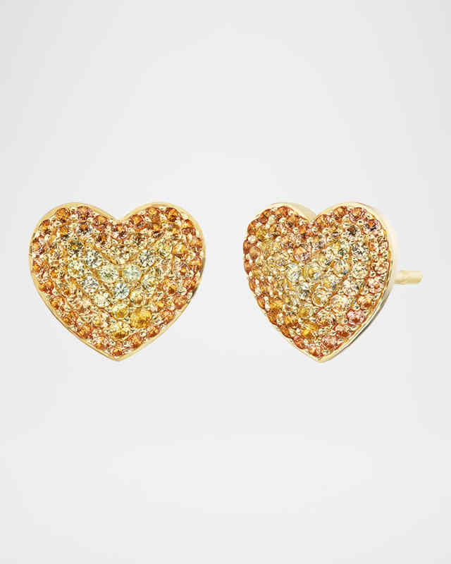 Lucy Ombré Heart Sapphire Stud Earrings in 18K Yellow Gold