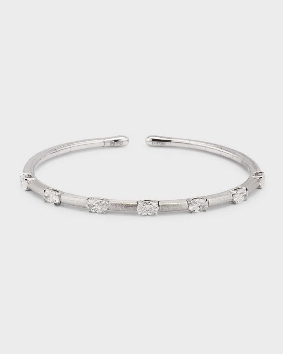 18K White Gold Flex Bracelet with Diamonds Ovals