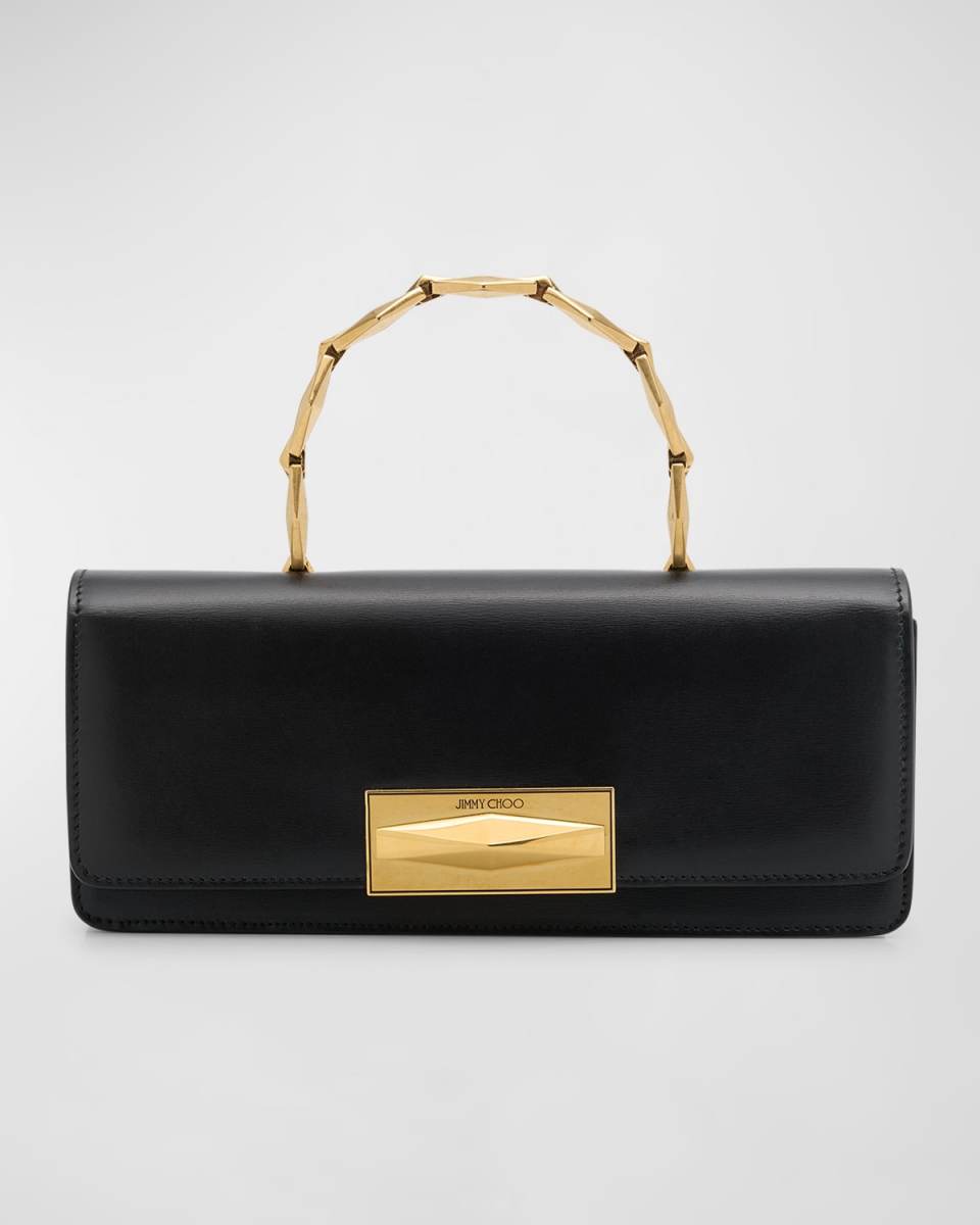 Diamond Flap Leather Top-Handle Bag