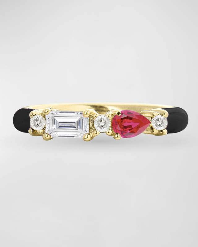 Gemstone Enamel Ring