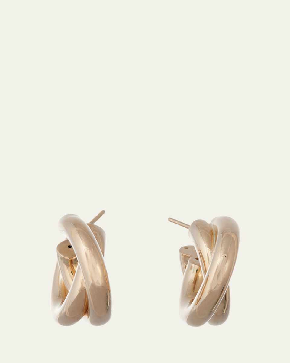18K Yellow Gold Intertwined Hoop Earrings, 3cm