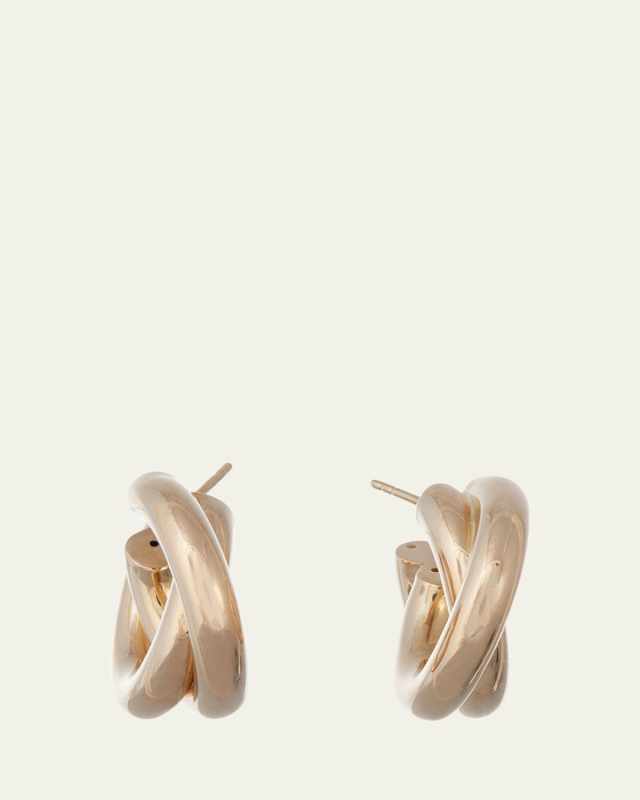 18K Yellow Gold Intertwined Hoop Earrings, 3cm
