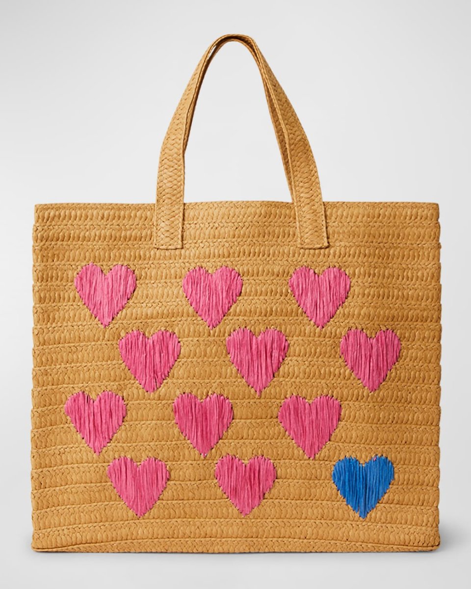 Embroidered Heart Beach Tote Bag