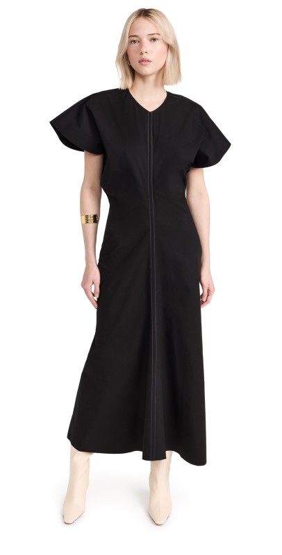 Victoria Beckham Drape Shoulder Dress Black