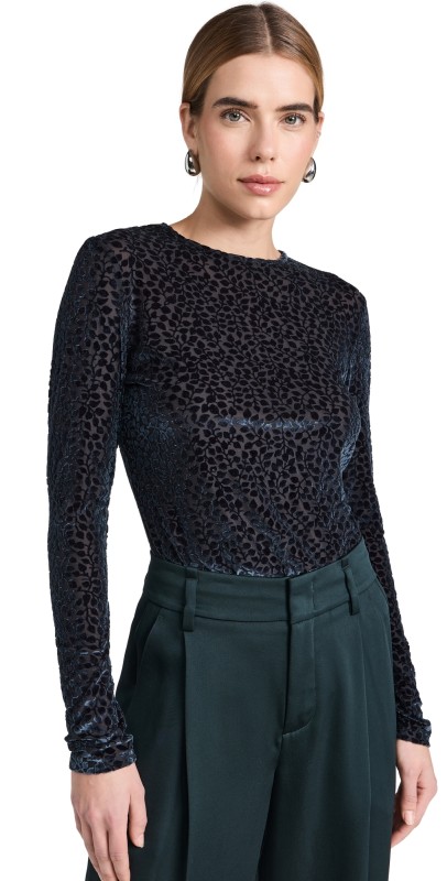 Vince Velour Burnout Top Obsidian